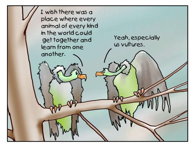 dream about the environment cartoon of vultures