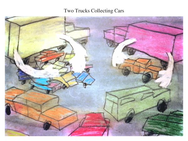 Two Trucks Collecting Cars