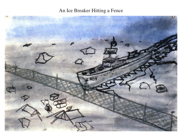 An Ice Breaker Hitting a Fence