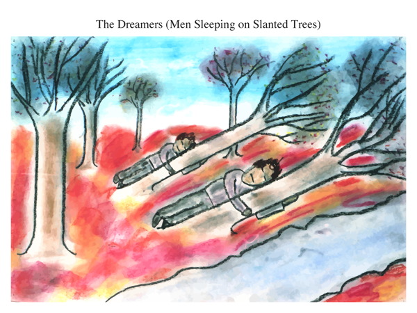 The Dreamers (Men Sleeping on Slanted Trees)