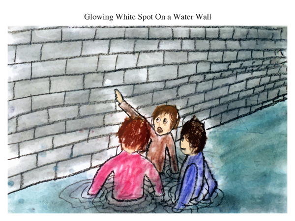 Glowing White Spot On a Water Wall