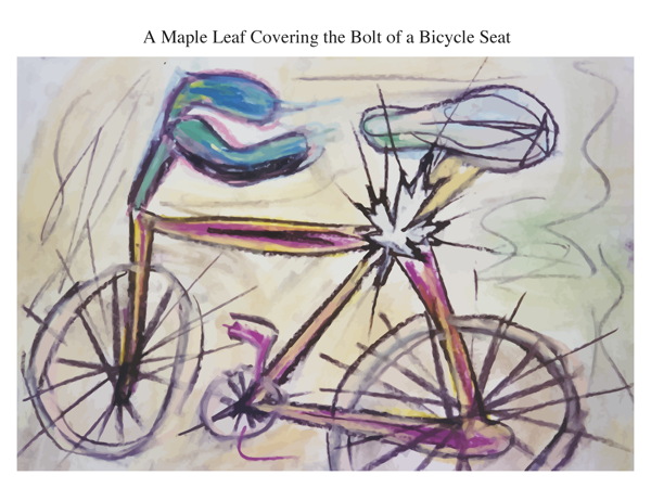 A Maple Leaf Covering the Bolt of a Bicycle Seat