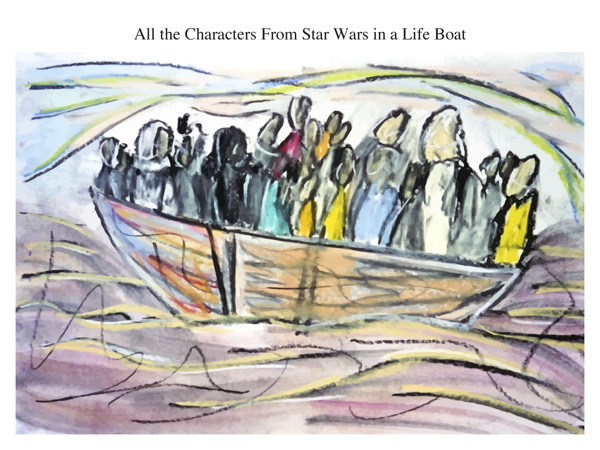 All the Characters From Star Wars in a Life Boat