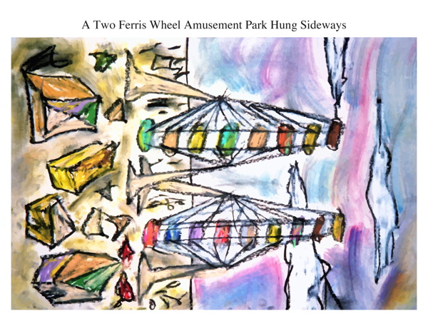 A Two Ferris Wheel Amusement Park Hung Sideways