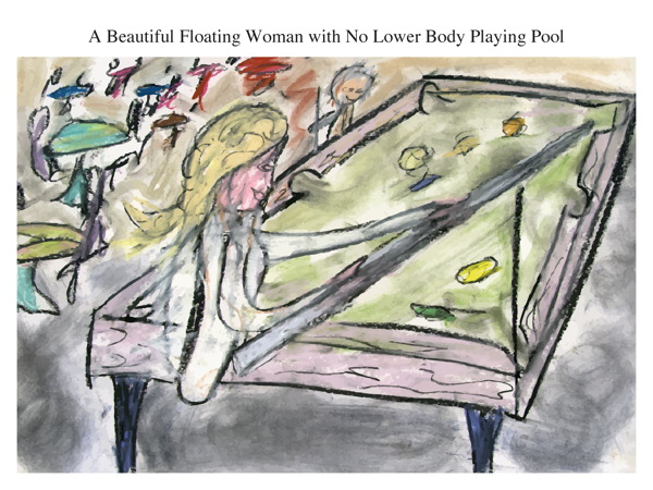 A Beautiful Floating Woman with No Lower Body Playing Pool