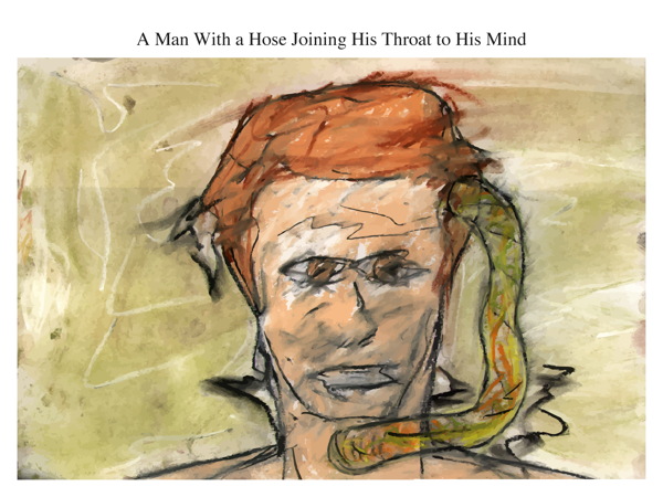 A Man With a Hose Joining His Throat to His Mind
