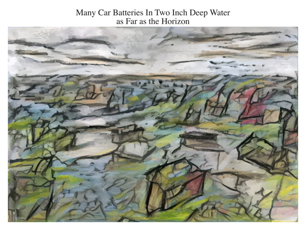 Many Car Batteries In Two Inch Deep Water as Far as the Horizon