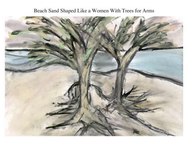 Beach Sand Shaped Like a Women With Trees for Arms