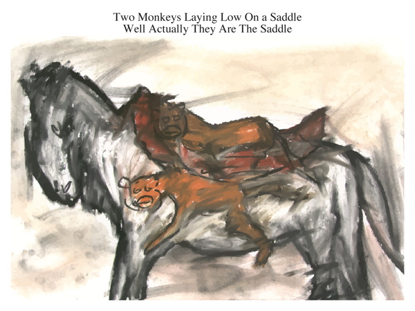 Two Monkeys Laying Low On a Saddle Well Actually They Are The Saddle