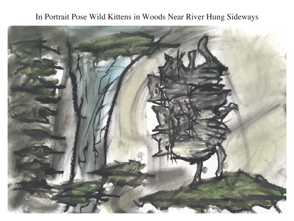 In Portrait Pose Wild Kittens in Woods Near River Hung Sideways
