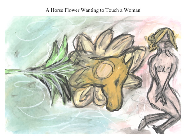 A Horse Flower Wanting to Touch a Woman