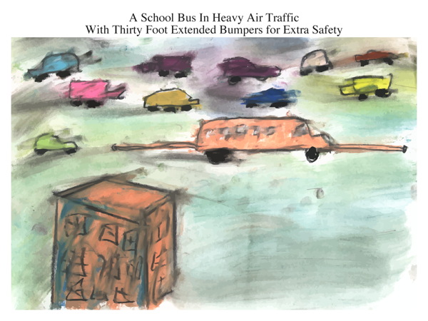 A School Bus In Heavy Air Traffic With Thirty Foot Extended Bumpers for Extra Safety
