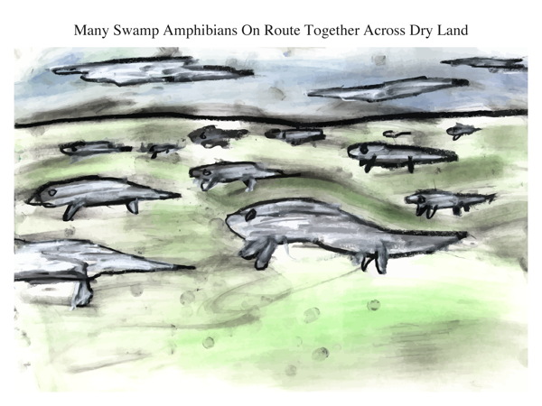 Many Swamp Amphibians On Route Together Across Dry Land