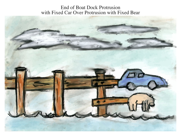 End of Boat Dock Protrusion with Fixed Car Over Protrusion with Fixed Bear