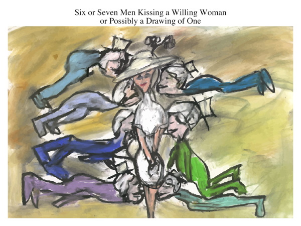 Six or Seven Men Kissing a Willing Woman or Possibly a Drawing of One