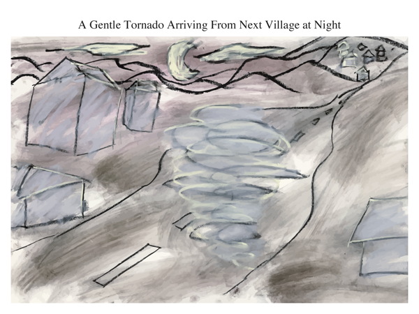 A Gentle Tornado Arriving From Next Village at Night