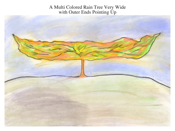 A Multi Colored Rain Tree Very Wide with Outer Ends Pointing Up