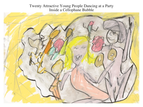 Twenty Attractive Young People Dancing at a Party Inside a Cellophane Bubble