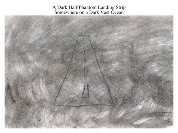 A Dark Half Phantom Landing Strip Somewhere on a Dark Vast Ocean