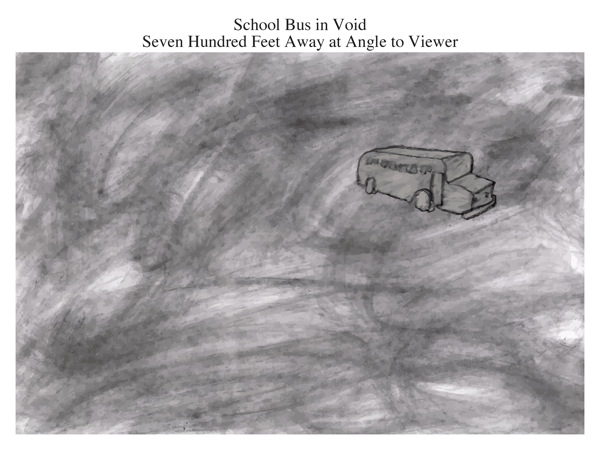 School Bus in Void Seven Hundred Feet Away at Angle to Viewer