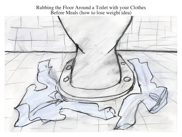 Rubbing the Floor Around a Toilet with your Clothes Before Meals (how to lose weight idea)