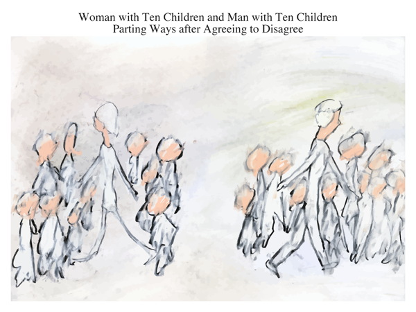 Woman with Ten Children and Man with Ten Children Parting Ways after Agreeing to Disagree