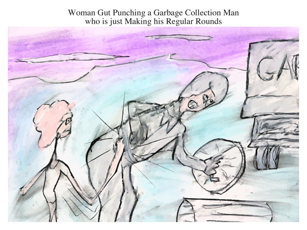 Woman Gut Punching a Garbage Collection Man who is just Making his Regular Rounds