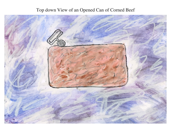 Top down View of an Opened Can of Corned Beef
