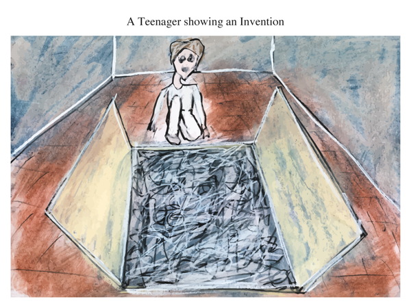 A Teenager showing an Invention