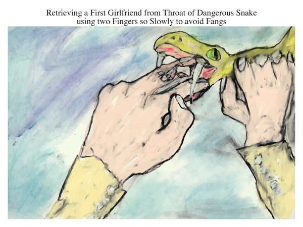 Retrieving a First Girlfriend from Throat of Dangerous Snake using two Fingers so Slowly to avoid Fangs