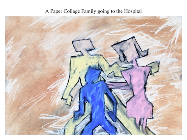 A Paper Collage Family going to the Hospital