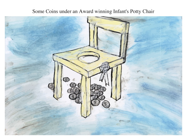 Some Coins under an Award winning Infant's Potty Chair