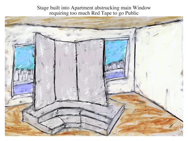 Stage built into Apartment abstrucking main Window requiring too much Red Tape to go Public