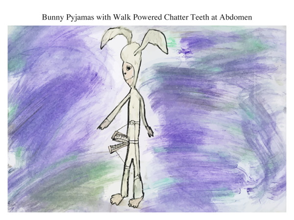 Bunny Pyjamas with Walk Powered Chatter Teeth at Abdomen