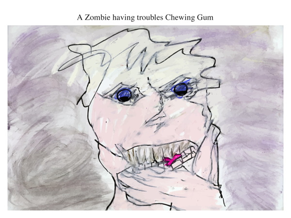 A Zombie having troubles Chewing Gum