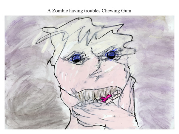 A Zombie having troubles Chewing Gum