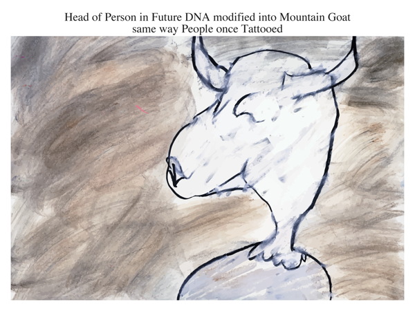 Head of Person in Future DNA modified into Mountain Goat same way People once Tattooed