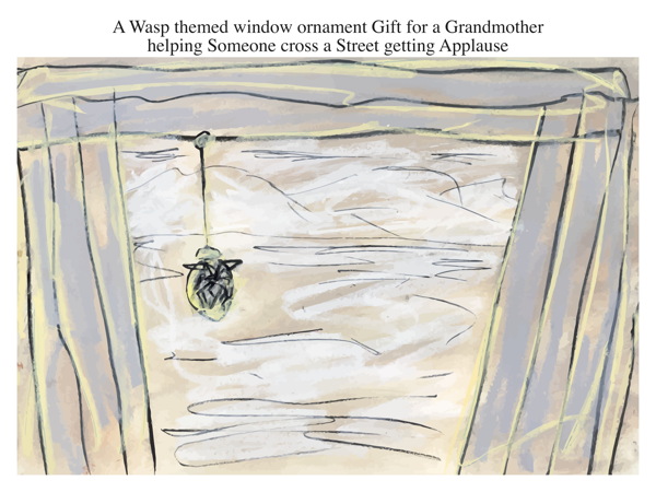 A Wasp themed window ornament Gift for a Grandmother helping Someone cross a Street getting Applause