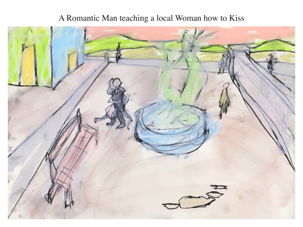 A Romantic Man teaching a local Woman how to Kiss