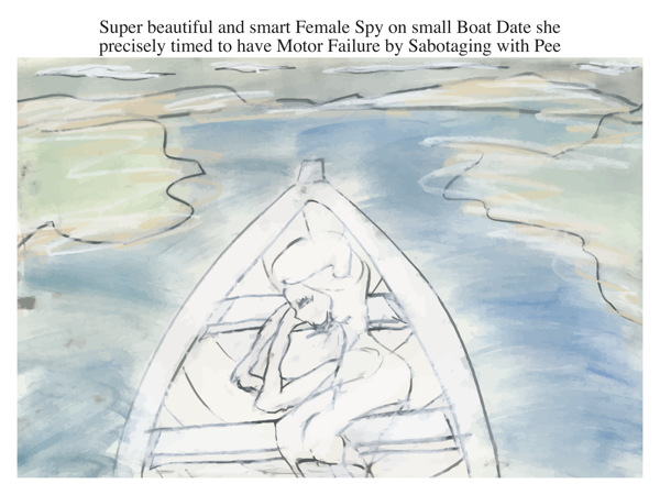 Super beautiful and smart Female Spy on small Boat Date she precisely timed to have Motor Failure by Sabotaging with Pee