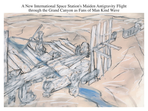 A New International Space Station's Maiden Antigravity Flight through the Grand Canyon as Fans of Man Kind Wave