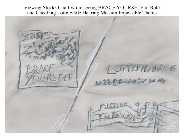 Viewing Stocks Chart while seeing BRACE YOURSELF in Bold and Checking Lotto while Hearing Mission Impossible Theme