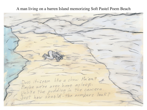 A man living on a barren Island memorizing Soft Pastel Poem Beach