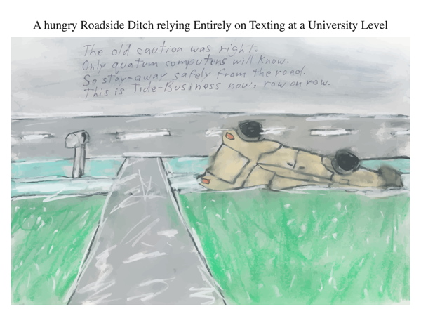 A hungry Roadside Ditch relying Entirely on Texting at a University Level